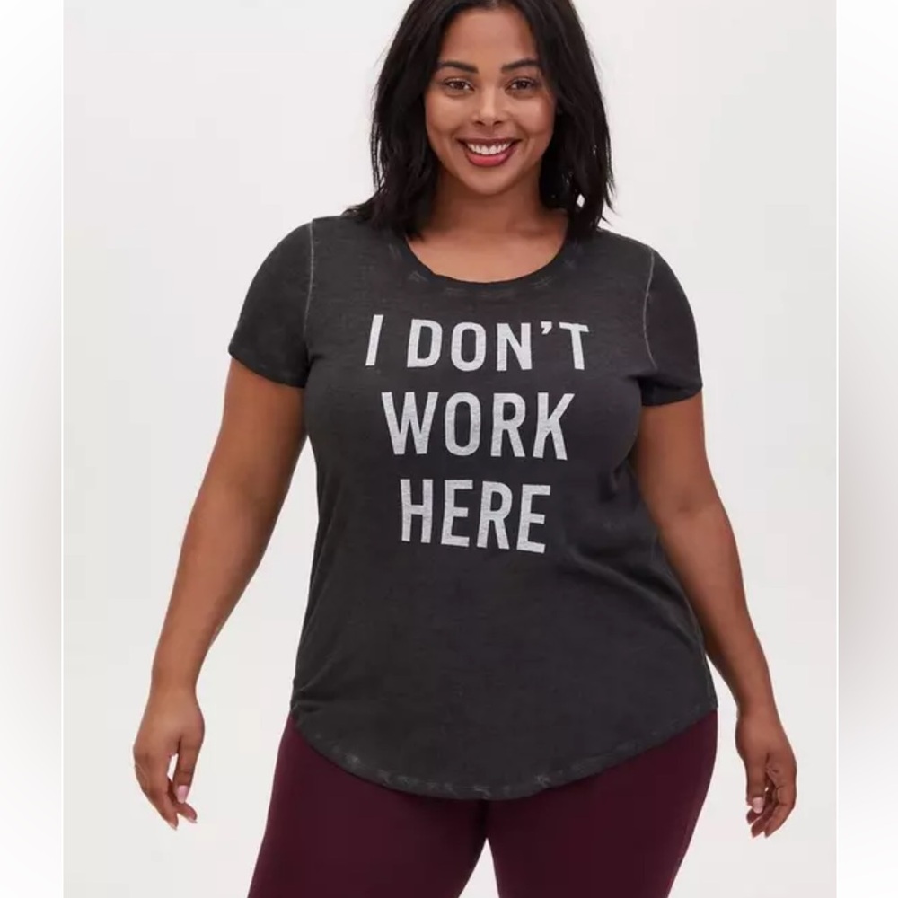 Torrid “I Don't Work Here” Classic Crew Tee - Heritage Slub Vintage Black